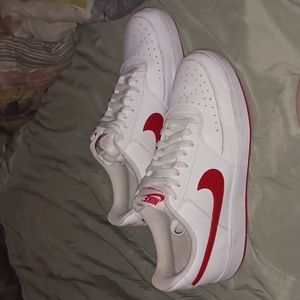 Nike Court Vision low white and red... men's 9.5 women's 11